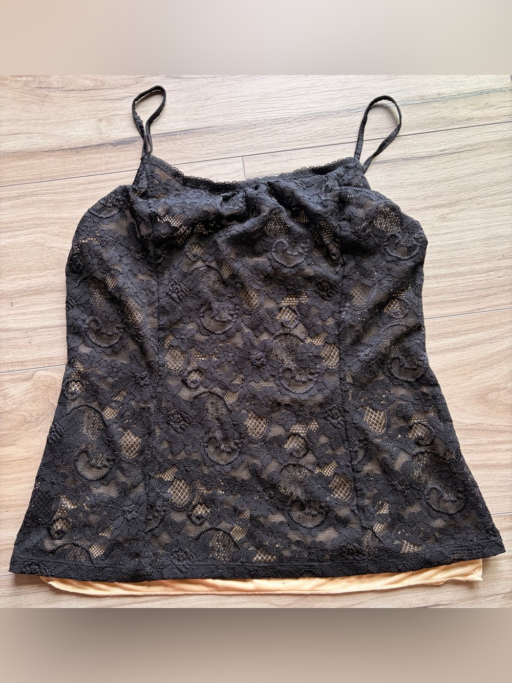 Express Black Lace Cami Medium Nude Lined Sheer Tank